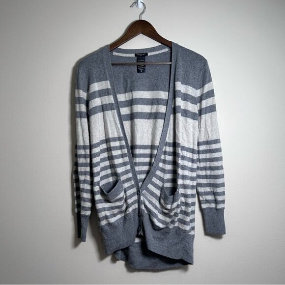 Aritzia Oversized Cardigan Soft Cashmere Grey White Striped Small - Picture 1 of 8